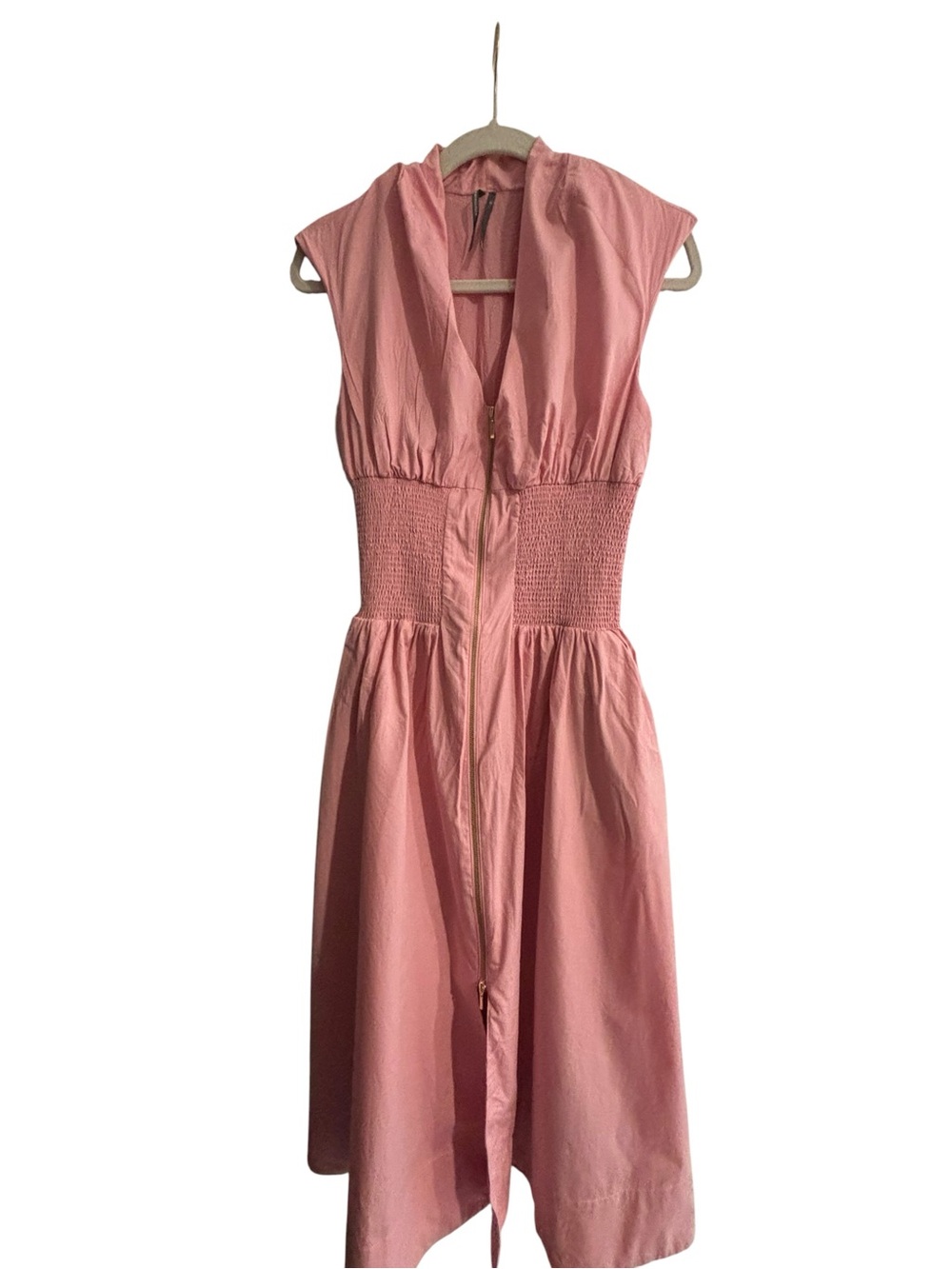 Anthropologie Rose-Pink Smocked Waist Midi Dress Women’s Size Small.